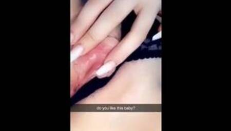 Horny Snapchat slut exposes her pink teen pussy