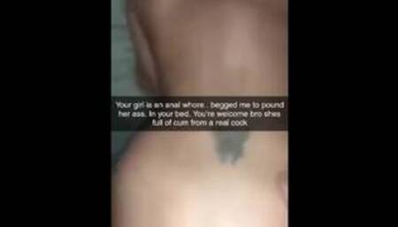 Cheating GF Snapchats ass getting pounded in BFs bed