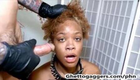DP´d Hot Black Girl Endures A Rough Deepthroat & Painal