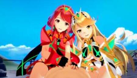 Xenoblade: THREESOME WITH PYRA AND MYTHRA (3D Hentai)