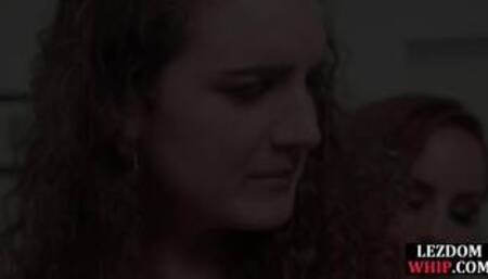 Whipping and clamping session for dyke given by lezdom