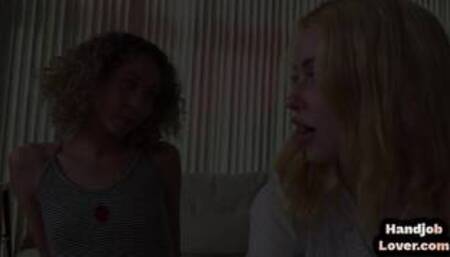 Smallboobs chick instructed while tugging hard shaft in POV