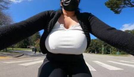 Bike ride with my tits hanging out - Teaser