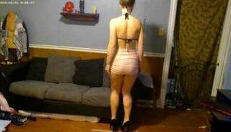 Cream pie bent over the couch heels fuck