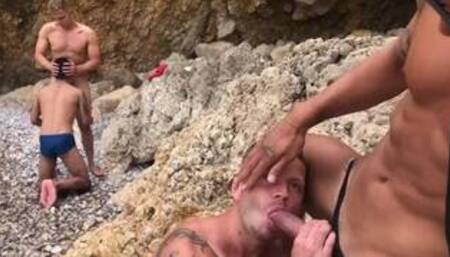 Blowjobs Gay cruising beach four guys