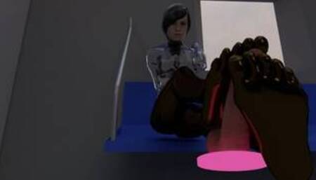 Footjob and Legjob from Sentient AI Girl