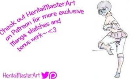 Scooby Doo Velma upskirt masturbating fan art speed drawing