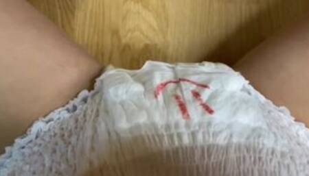 Teen pee in painted diaper PPV