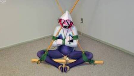 Spider-Gwen's Bondage Escape Practice #2: Triangle Tied while Getting Teased