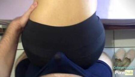 Leggings dry humping ass grinding till he cum through pants