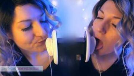 SFW ASMR - DOUBLE EARGASM - Ear To Ear Tingles - PASTEL ROSIE Brain Melting Tingly Ear Licking