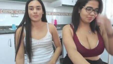 Chubby lesbian seduced in the kitchen