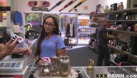 XXX PAWN - Latin Essential Worker Joanna James needs Money Fast, so she Visits my Store in Search of