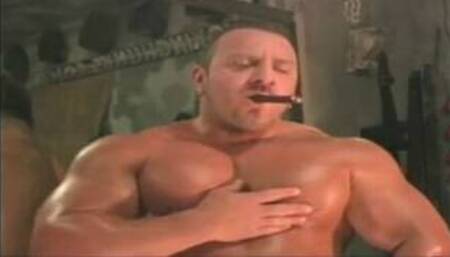 Justin Morinetti Oiled Up, Stroking and Cumming