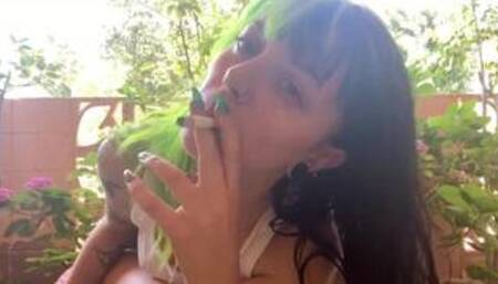 Smoking on my Front Porch ~ Public Flash!