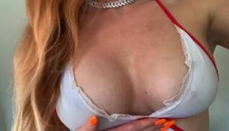 Little Taste of my Tits before I help you Cum Tonight