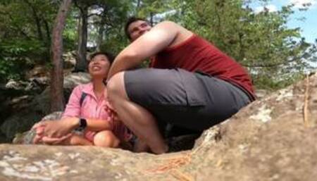 Asian MILF Hiker wants to Suck some Cock in Nature “risky Business” almost got Caught