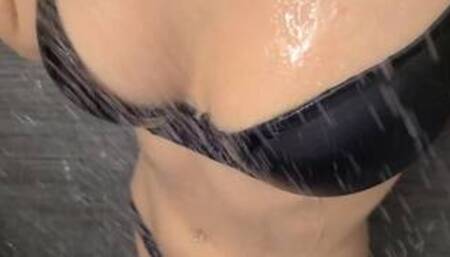 Beautiful Girl is taking Shower. Full Body of Pretty Girl. Foot Fetish. POV