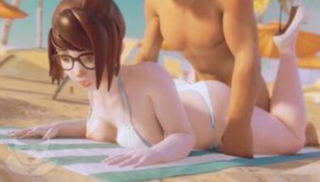 Check out Mei From Overwatch wearing a sexy bikini with nipple slip ( Overwatch Parody )