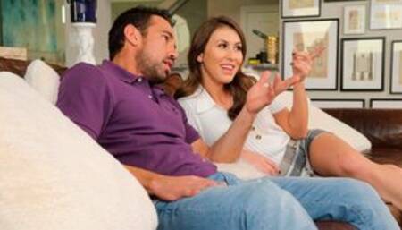 Paige Owens fucks her friend's dad in the living room