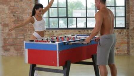 Anainda is playing Foosball with her lucky man Ridge. After she beat him at the game, the sexy babe had another fun game in mind that they can play as two