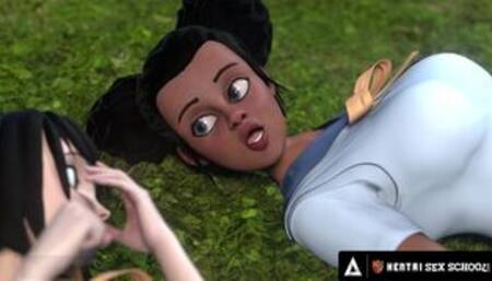 Horny Hentai Students Practice Lesbian Sex With Each Other