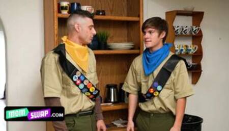 Mom Swap - Athletic Boys In Scout Uniforms Swap Their Busty Stepmoms And Pound Them On The Couch