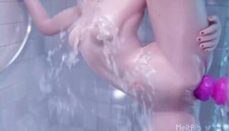 Dva plays with dildo in the shower