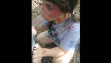 THE SUCKENING - Zombie Girl Sucks A Cock POV - Risky Public Outdoor Blowjob Ends w Oral Creampie
