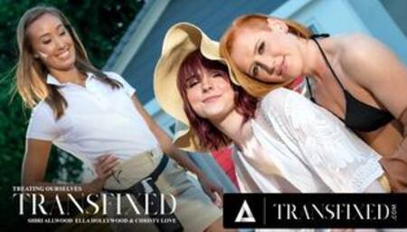 Ella Hollywood & Shiri Allwood Seduce Their Masseuse With Their Trans Cocks!