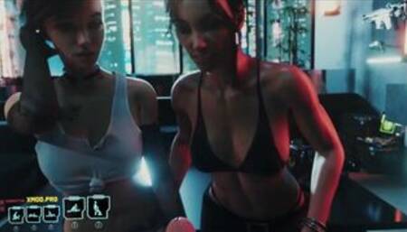 Cyberpunk 2077 Porno where Judy Alvarez and Panam Palmer fucks Horny Shemale's Cock - POV Futa 3some