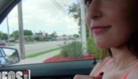 Mofos - Bruno Gives Hot Brunette Callie Haze A Ride In His Car & On His Cock After Her Car Got Towed