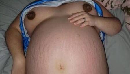 9 months pregnant wife takes messy creampie from big dick