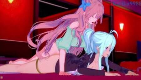 Cagliostro and Maria Cadenzavna Eve have intense futanari sex in a love hotel. - Symphogear Hentai