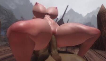 Juicy Baby Satisfies Huge Orc Monster Dick In The Camp