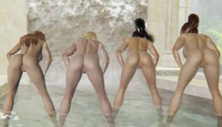 DOA Kasumi, Tina, Momiji, Mai Shiranui Sexy Nude Dance (NO SEX) 3D Hentai