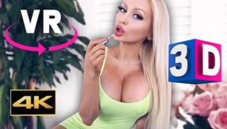 VR 3D 180 4K - BIG TITS POV VOYEUR - FERISH SEXY BIMBO DOLL XL LIPS GIRL HD