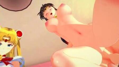 3D Hentai: SAILOR MOON ORGY, ALTERNATELY FUCKING WITH A GUY