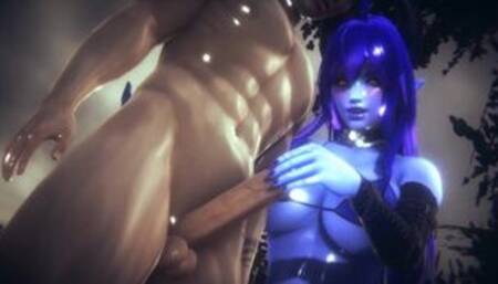 THIS SUCCUBUS GIRL JUST WORKS DELIGHTFULLY WITH HER THROAT | 3D Animation