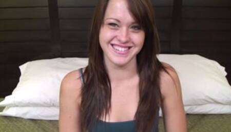 Petite brunette with a shaved cunt stars in this amateur porn