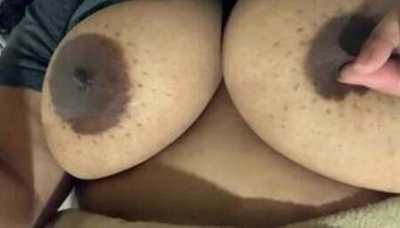 Pulling My Big Chocolate Nipples