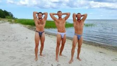 Men's THONG modeling on BEACH! Check out Onlyfans/LovelyJohn for more!