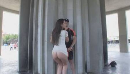 Risky public blowjob by Latina amateur