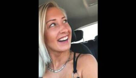 Haha, while he has to drive, I fingered my tight pussy