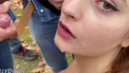 Cute DollyDyson BUKKAKE 17 COCKS mouthful cum loads swallow