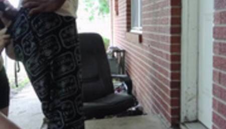 got caught outside and so she met me in the truck