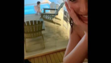 Public orgasm in the sauna! Wet pussy fingered