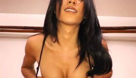 Pretty Asian shemale fucks guys asshole