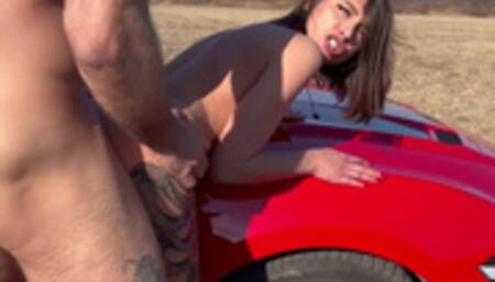 The goddess Gypsy Queen has a lot of fun in a mustang by @dreamride_lodz