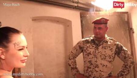 Maja-Bach Fulfils Her Fantasy To Get Her Ass Fucked By A Man In Uniform While Tied Up